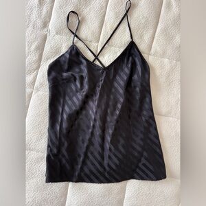 Morgan Lane Black Silk Striped Top